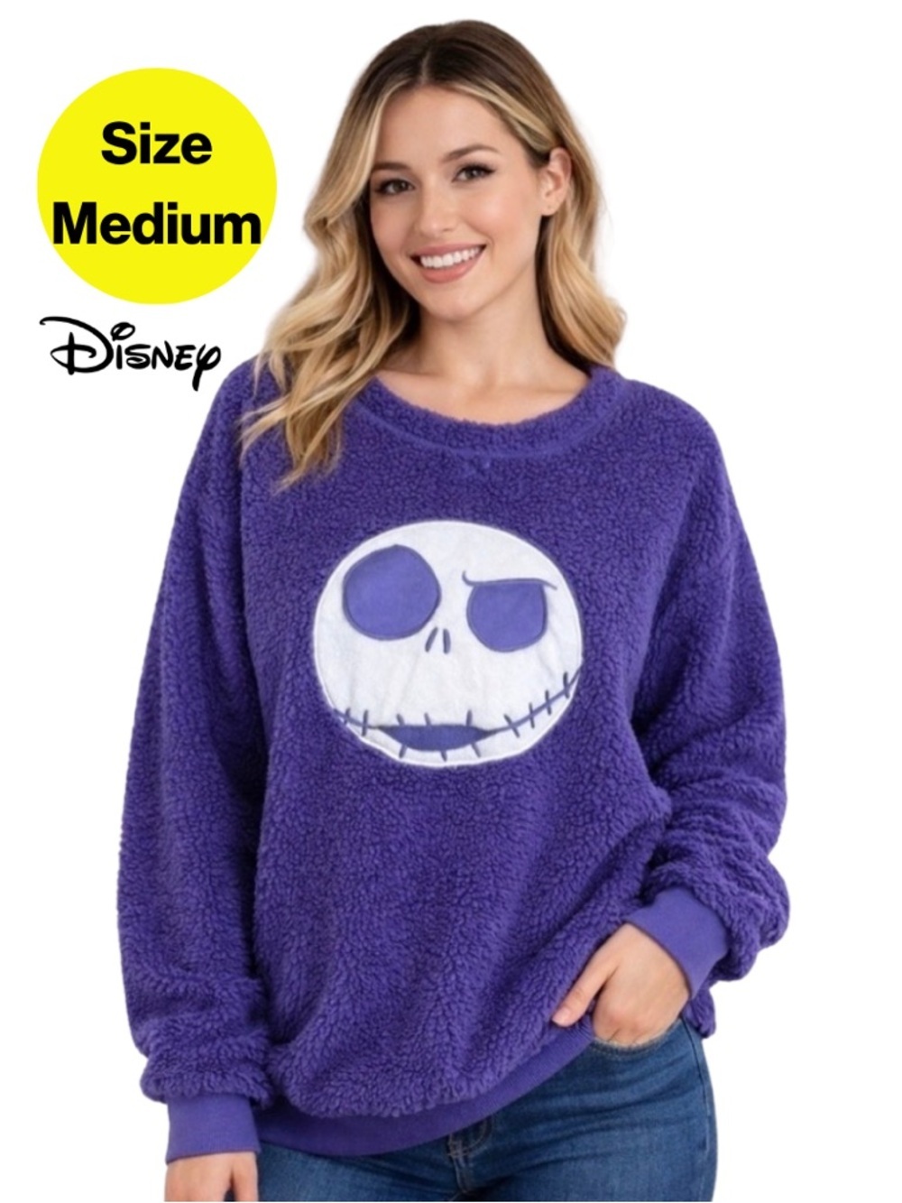 2/for $20 🪩 JACK SKELLINGTON Faux Fur Fleece Shirt, Sleepwear (Size Medium)